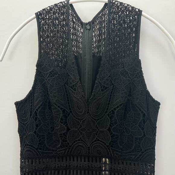Jonathan Simkhai Black Lace & Crochet Corded Fluted Midi Dress, Sz 0 NWT - Picture 6 of 9